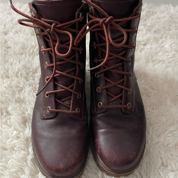 Timberland Burgundy Leather Hiking Boots Size 6 - Picture 5 of 10